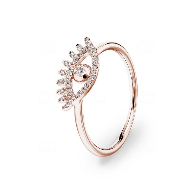 Bague or rosé 750/18 ct Evil Eye avec diamants 0.08 ct H/si - RI-49757-RG