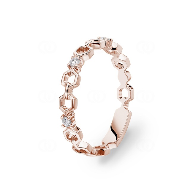 Ring 750/18 K Roségold mit Diamanten 0.08 ct H/si - RI-43178-RG