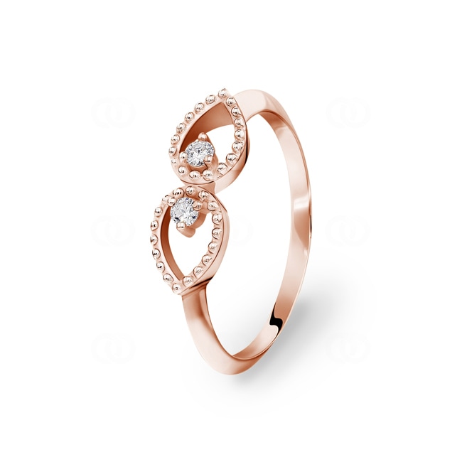 Ring 750/18 K Roségold mit Diamanten 0.08 ct H/si - RI-00218-RG
