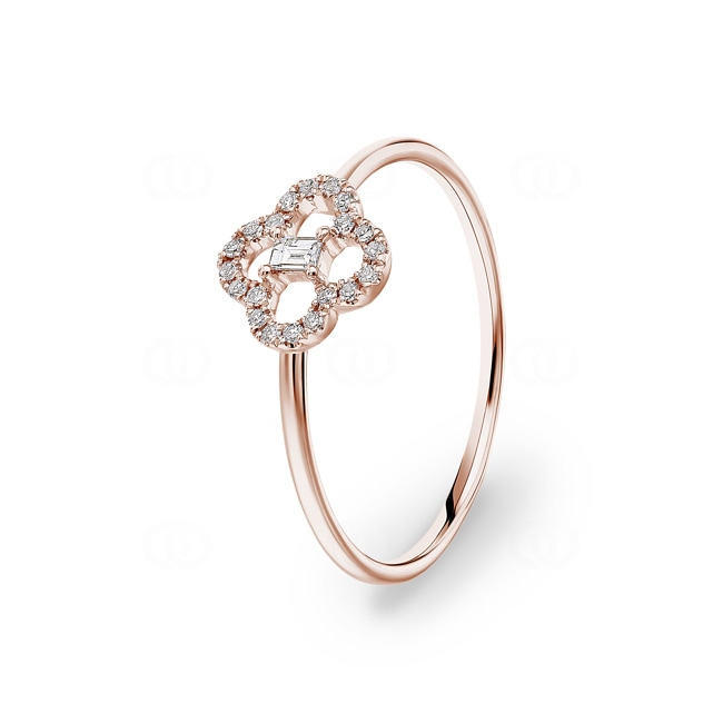 Ring 750/18 K Roségold mit Diamanten 0.10 ct H/si, Kleeblatt - RI-31785-RG