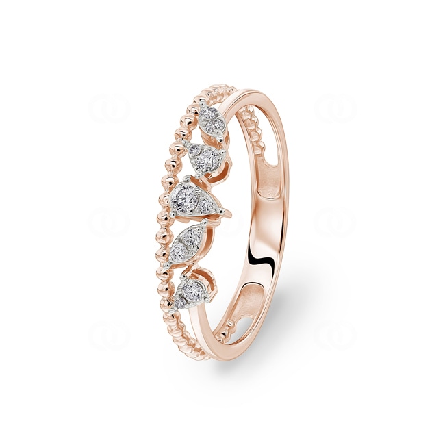 Bague or rosé 750/18 ct avec diamants 0.12 ct H/si - RI-73358-RG