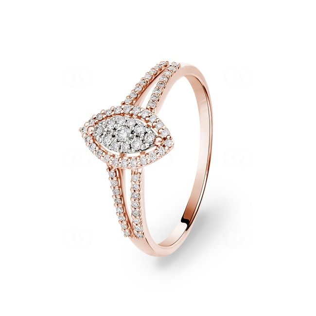 Ring 750/18 K Rose Gold with Diamonds 0.22 ct H/si - RI-55991-RG
