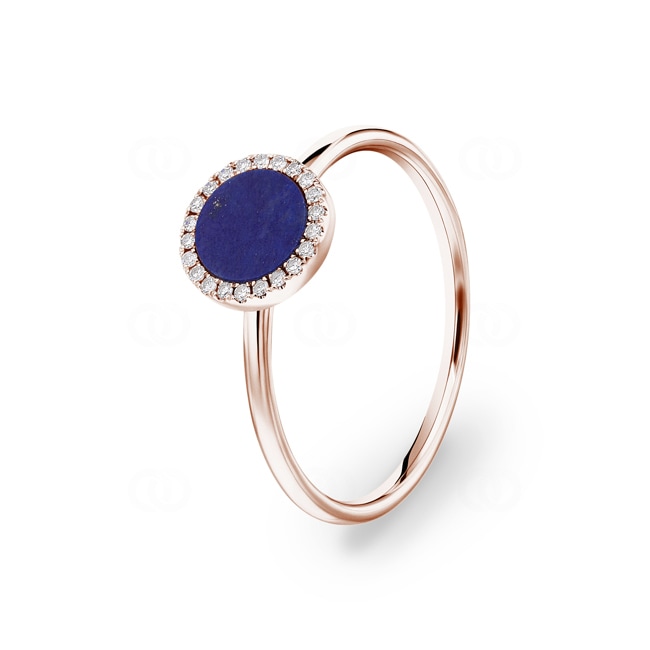 Ring 750/18 K Roségold mit Lapislazuli & Diamanten 0.06 ct H/si - RI-22898-RG