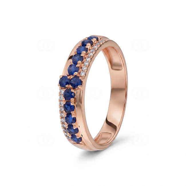 Ring 750/18 K Roségold mit Saphiren & Diamanten 0.08 ct - RI-73607-SAF-RG
