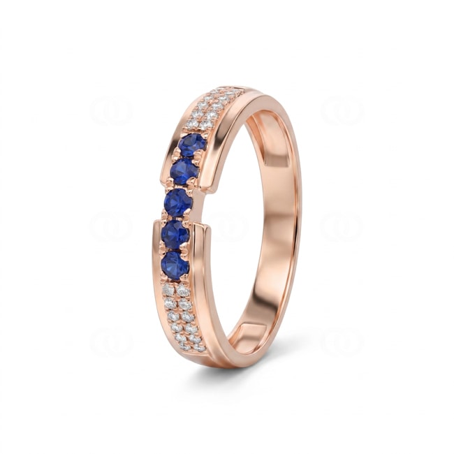 Ring 750/18 K Roségold mit Saphiren & Diamanten 0.09 ct - RI-73603-SAF-RG