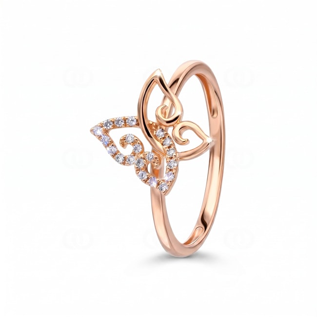 Ring 750/18 K Roségold Schmetterling mit Diamanten 0.08 ct - RI-73802-RG