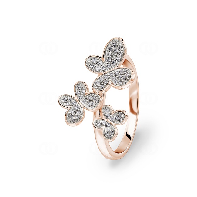 Bague or rosé 750/18 ct Papillons avec diamants 0.21 ct H/si - RI-70029-RG