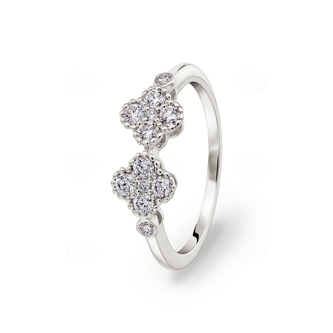 Ring 750/18 K White Gold Cloverleaves with Diamonds 0.37 ct H/si - RI-06275-WG