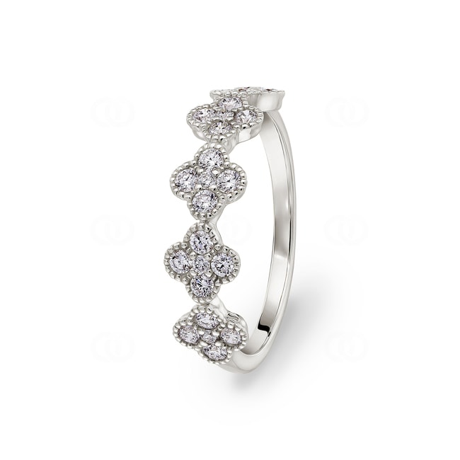 Ring 750/18 K White Gold Cloverleaves with Diamonds 0.48 ct H/si - RI-05424-WG