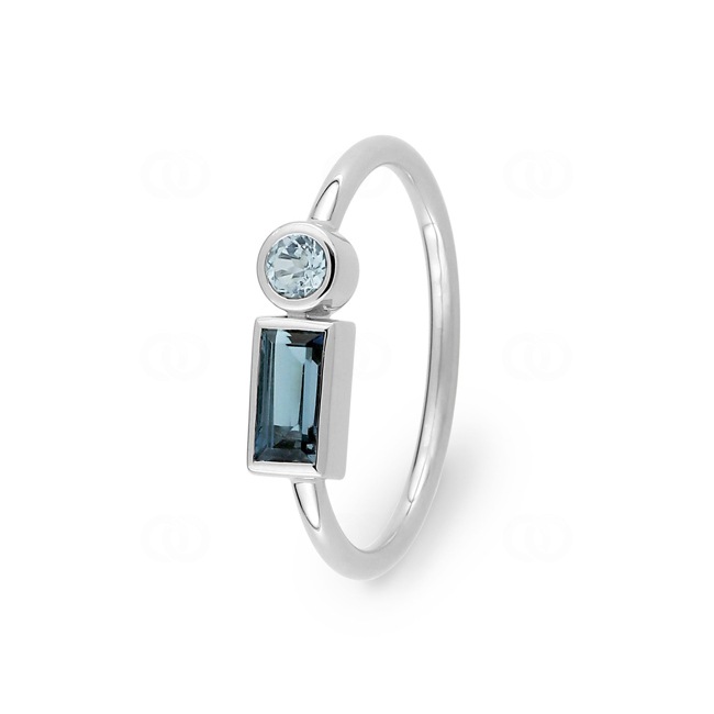 Bague or gris 750/18 ct avec topazes bleues London & Sky Blue Bague or gris 750/18 ct avec topazes bleues London & Sky Blue - J10009.T1