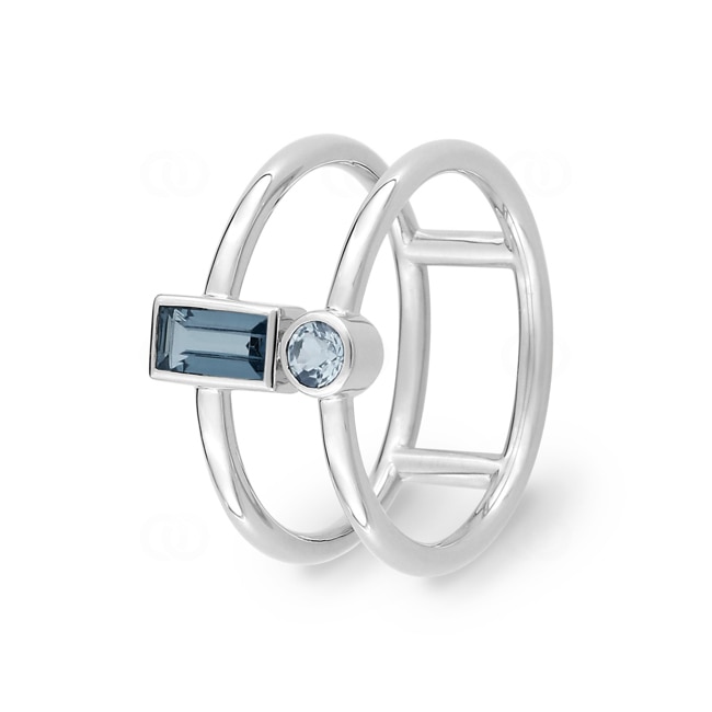 Ring 750/18 K Weissgold mit Blautopasen London & Sky Blue - J10010.T1