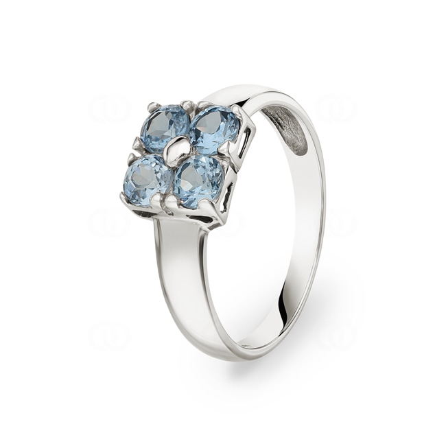 Ring 750/18 K White Gold with Blue Topazes Ø 56 - 11315