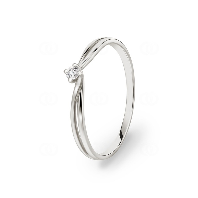 Bague solitaire or gris 750/18 ct avec diamants 0.07 ct H/Si Ø 58 - PR9123-01