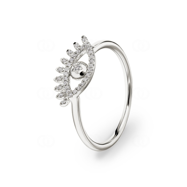 Ring 750/18 K Weissgold Evil Eye mit Diamanten 0.08 ct H/si - RI-49757-WG