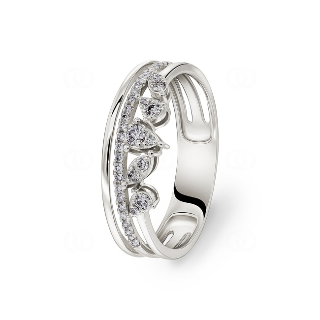 Bague or gris 750/18 ct avec diamants 0.21 ct H/si - RI-73359-WG