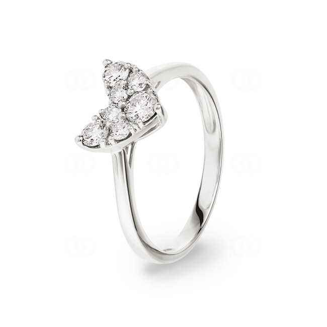 Ring 750/18 K Weissgold Herz mit Diamanten 0.51 ct H/si - RI-69497-WG