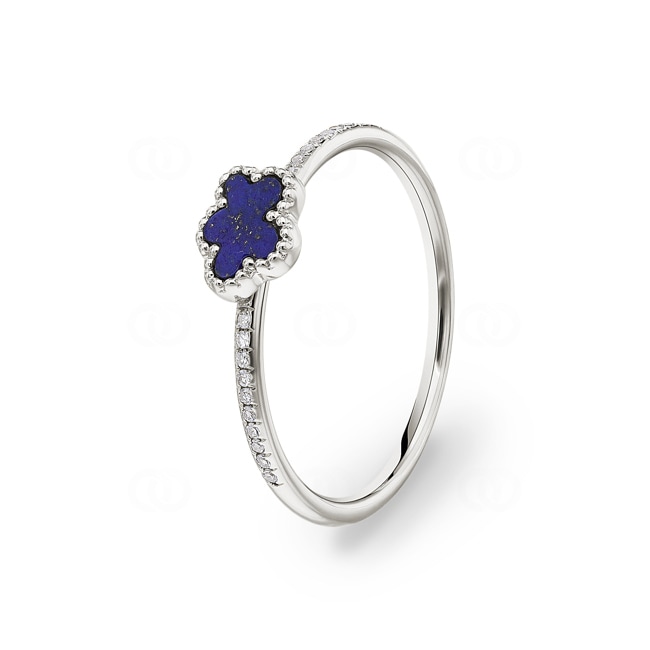 Bague or gris 750/18 ct avec lapis-lazuli et diamants 0.05 ct H/si - RI-25424-WG