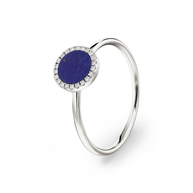 Ring 750/18 K Weissgold mit Lapislazuli & Diamanten 0.06 ct H/si - RI-22898-WG