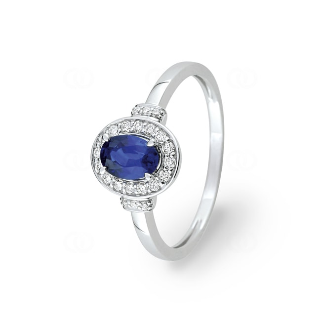 Ring 750/18 K Weissgold mit Saphir und Diamanten 0.14ct. - S18.02103