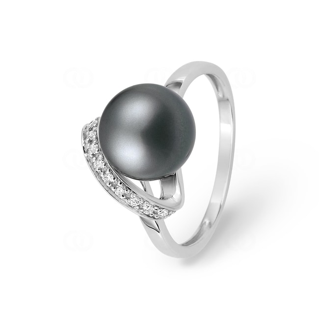 Ring 750/18 K Weissgold mit Tahiti-Kulturperle und Diamanten 0.06ct. - 1.1139.Q1