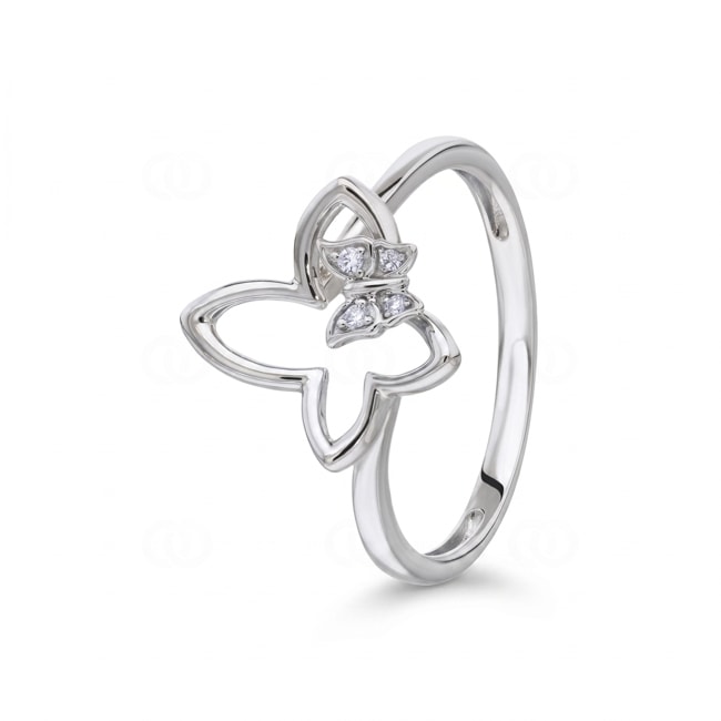 Ring 750/18 K Weissgold Schmetterling mit Diamanten 0.02 ct - RI-73804-WG