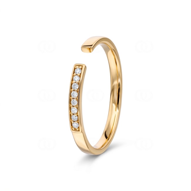 Bague ouverte or jaune 750/18 ct avec diamants 0.05 ct - RI-73585-GG