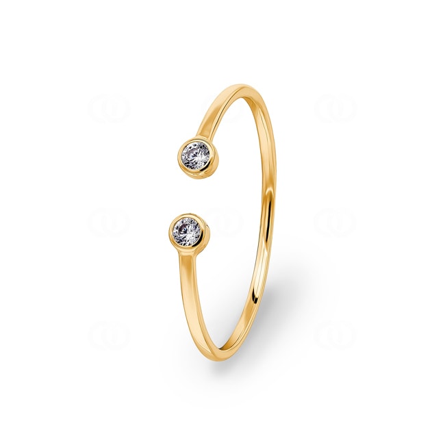 Bague ouverte or jaune 750/18 ct avec zircones - 1.7344.Z0