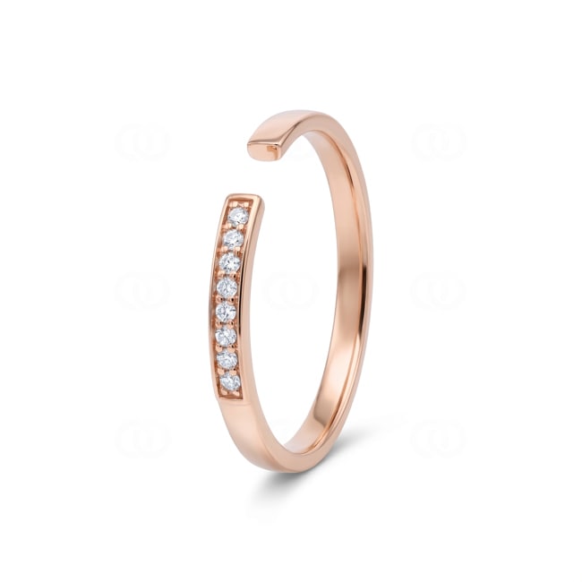Bague ouverte or rosé 750/18 ct avec diamants 0.05 ct - RI-73585-RG