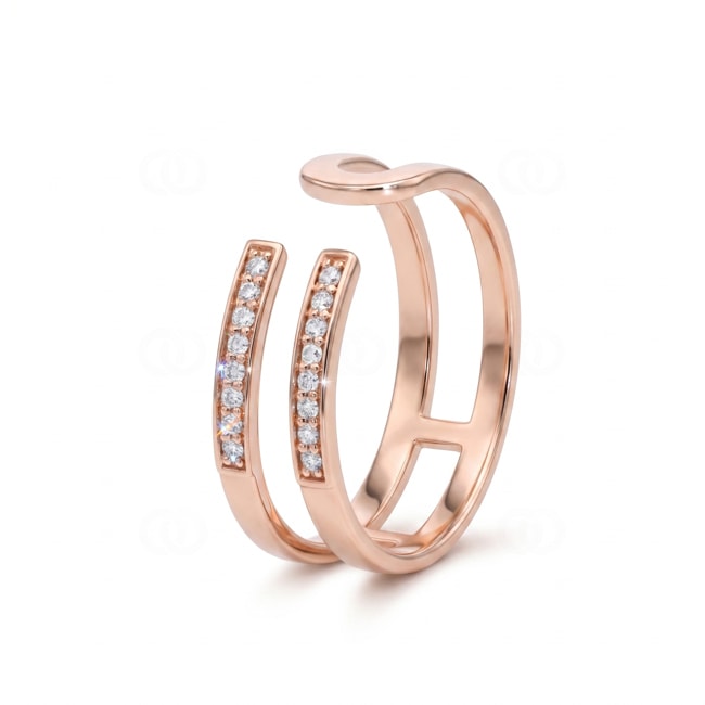 Bague ouverte or rosé 750/18 ct avec diamants 0.09 ct - RI-73586-RG
