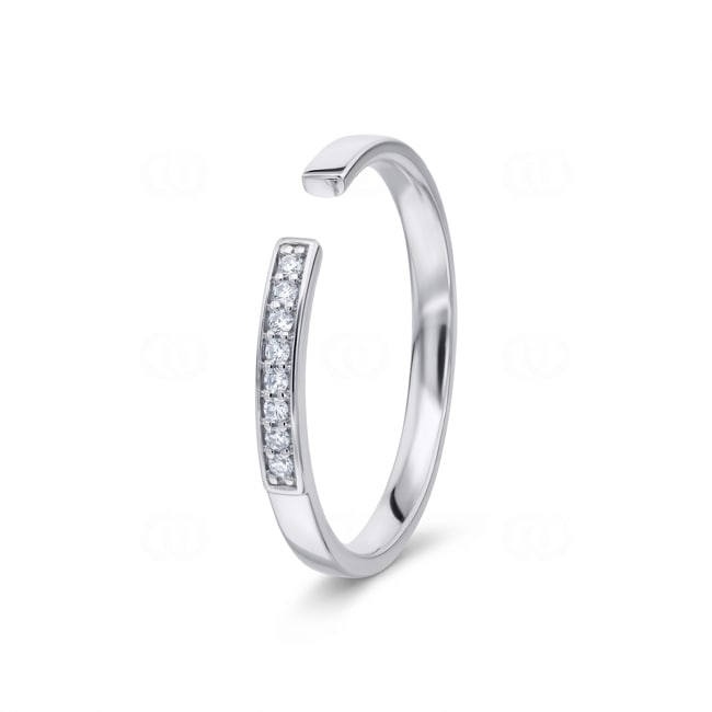 Bague ouverte or gris 750/18 ct avec diamants 0.05 ct - RI-73585-WG