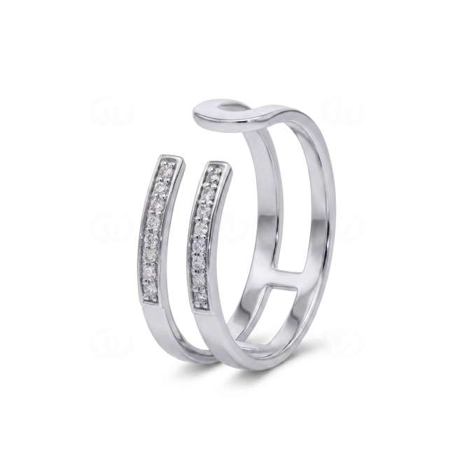 Bague ouverte or gris 750/18 ct avec diamants 0.09 ct - RI-73586-WG