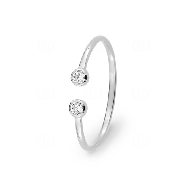 Bague ouverte or gris 750/18 ct avec zircones - 1.7344.Z1