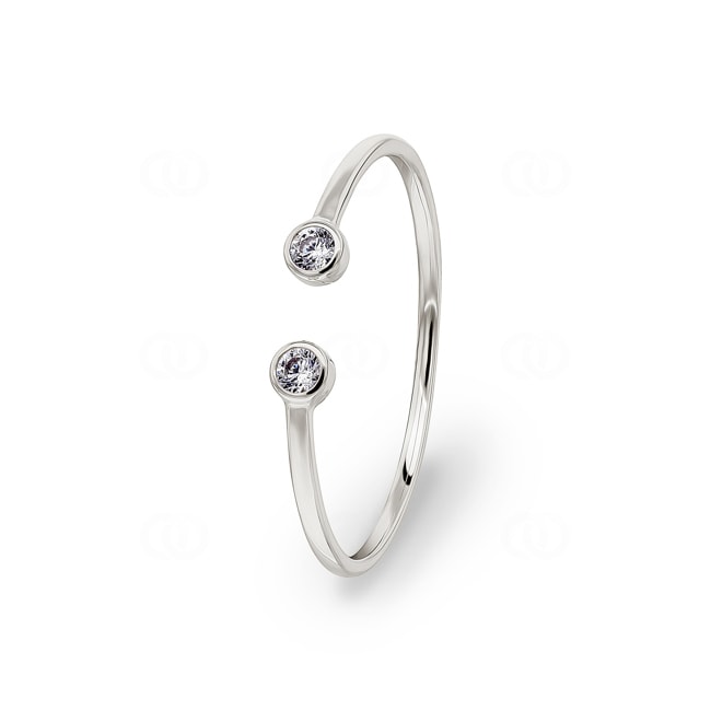 Bague ouverte or gris 750/18 ct avec zircones - 1.7344.Z1