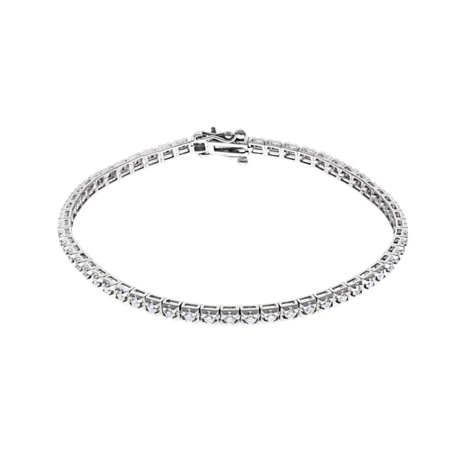 Tennis Bracelet 750/18 K White Gold with Diamonds 1.52 ct H/si - AR-06571-150-WG