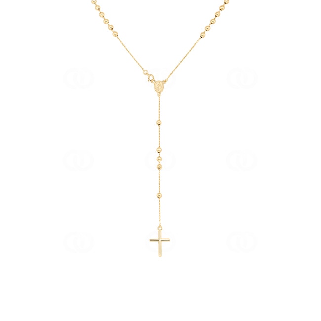 Rosenkranzkette 750/18 K Gelbgold mit Medaille und Kreuz - KE-0031143-GG