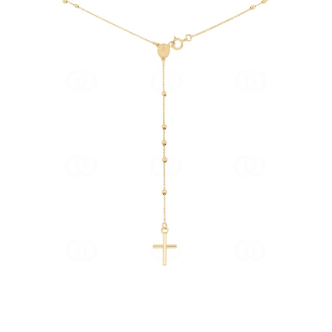 Rosary Necklace 750/18 K Yellow Gold with Medal and Cross - KE-0318042-GG