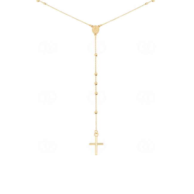 Rosenkranzkette 750/18 K Gelbgold mit Medaille und Kreuz - KE-0318042-GG-60