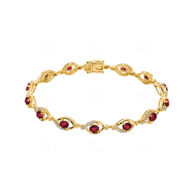 Bracelet de rubis or jaune 750/18 ct avec diamants 0.44 ct H/si - AR-44034-RUB-GG