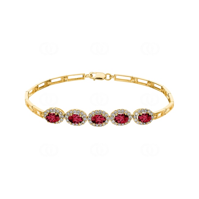 Bracelet de rubis or jaune 750/18 ct avec diamants 0.67 ct H/si - AR-60851-RUB-GG