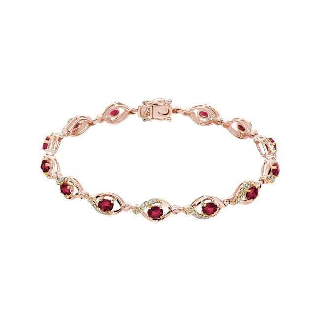 Rubin Armband 750/18 K Roségold mit Diamanten 0.44 ct H/si - AR-44034-RUB-RG