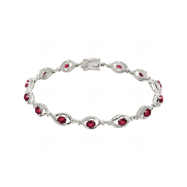 Bracelet de rubis or gris 750/18 ct avec diamants 0.44 ct H/si - AR-44034-RUB-WG