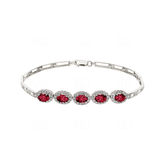 Rubin Armband 750/18 K Weissgold mit Diamanten 0.67 ct H/si - AR-60851-RUB-WG