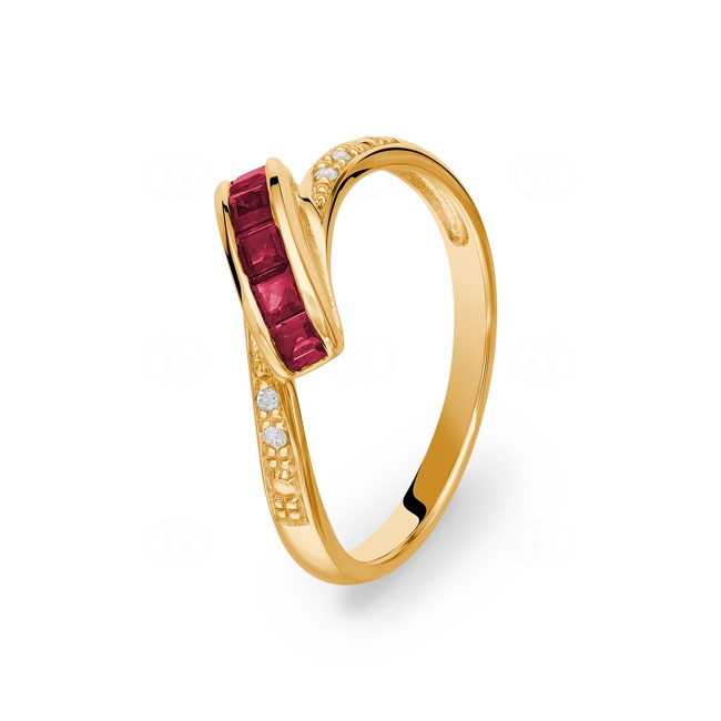 Bague rubis or jaune 750/18 ct avec diamants 0.02 ct H/si Ø 56 - PR8828/3-1