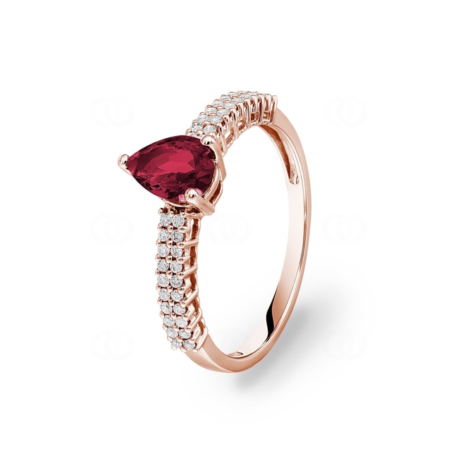 Bague rubis or rosé 750/18 ct avec diamants 0.16 ct H/si - RI-53581-RUB-RG