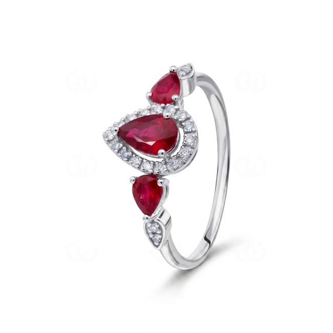Bague rubis or gris 750/18 ct avec diamants 0.09 ct - RI-73768-RUB-WG