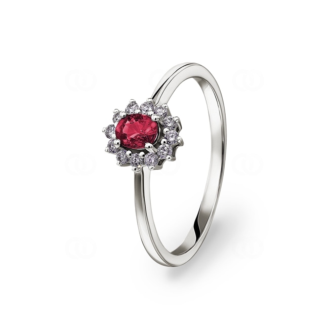 Bague rubis or gris 750/18 ct avec diamants 0.15 ct H/si Bague rubis or gris 750/18 ct avec diamants 0.15 ct H/si - RI-16878-RUB-WG