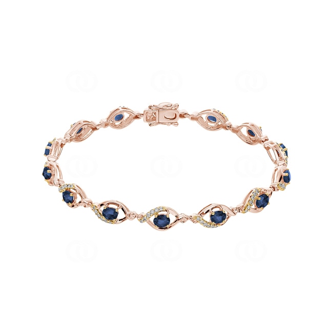 Bracelet de saphirs or rosé 750/18 ct avec diamants 0.44 ct H/si - AR-44034-SAF-RG