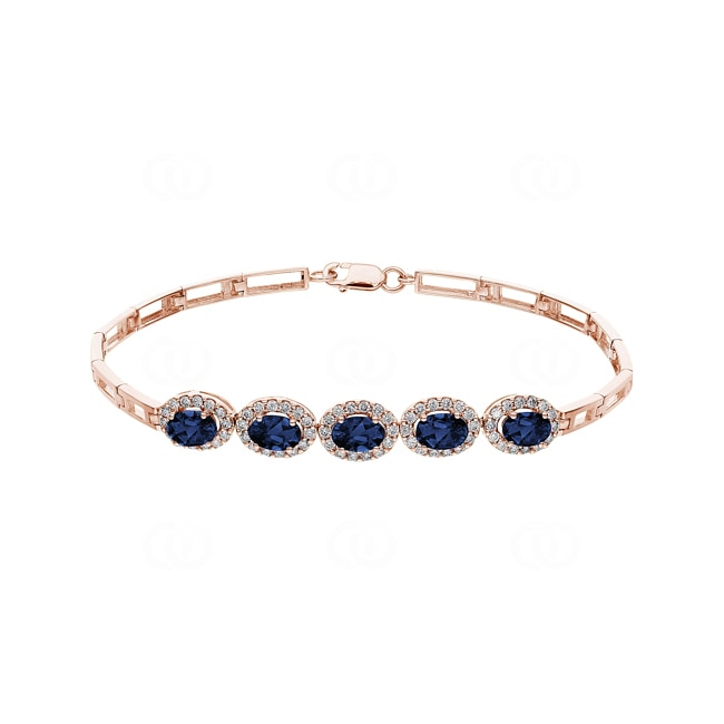 Saphir Armband 750/18 K Roségold mit Diamanten 0.67 ct H/si - AR-60851-SAF-RG