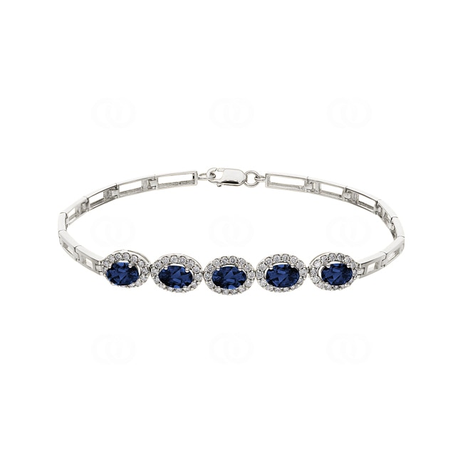 Bracelet de saphirs or gris 750/18 ct avec diamants 0.67 ct H/si - AR-60851-SAF-WG