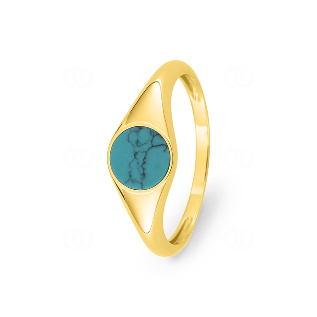 Signet Ring 375/9 K Yellow Gold with Turquoise - 197543.00